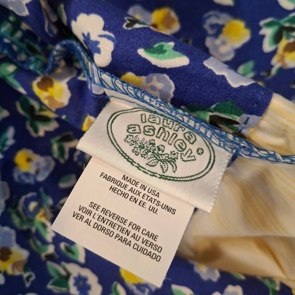 Vintage Laura Ashley Primrose Standard Pillowcase Yellow Stripe Blue Floral - Picture 4 of 6